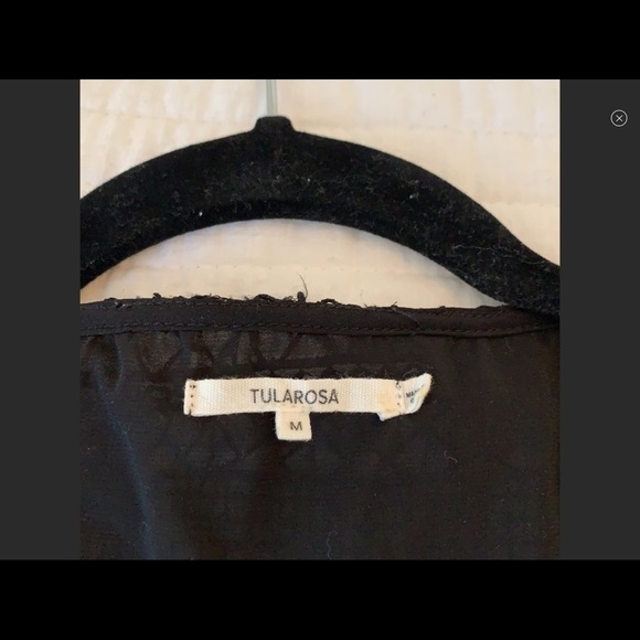 TULAROSA Revolve tie waist button mesh lace crochet overlay black blouse Medium - Picture 5 of 10